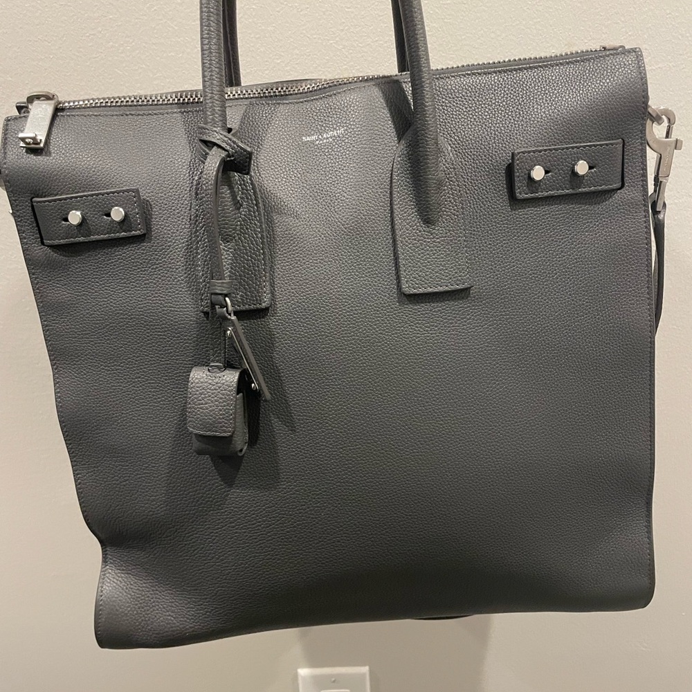 Saint Laurent Dark Gray Leather Briefcase